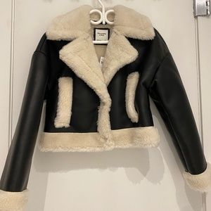 Abercrombie & Fitch Vegan Sherpa Lined Leather Jacket
